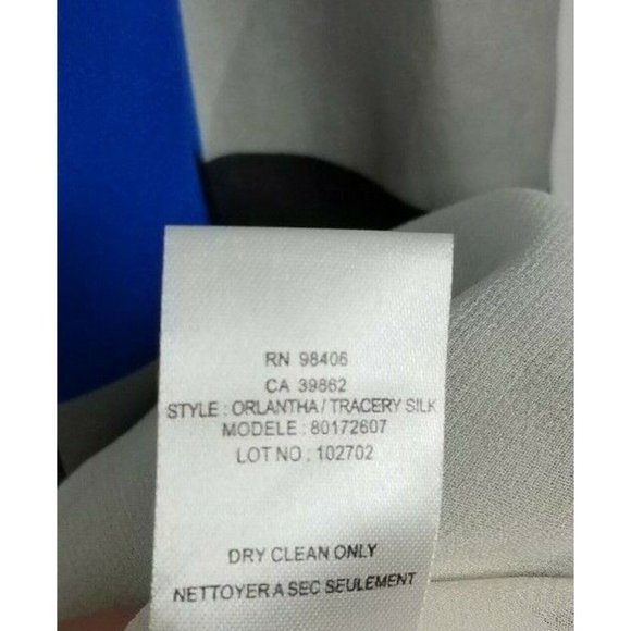 Theory Sz. 12 100% Silk Blue/Grey/White/Black Geometric Pleated Tank Dress - Picture 5 of 8